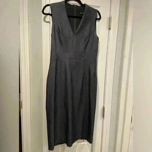 White House Black Market Charcoal V-Neck Midi Sheath Dress